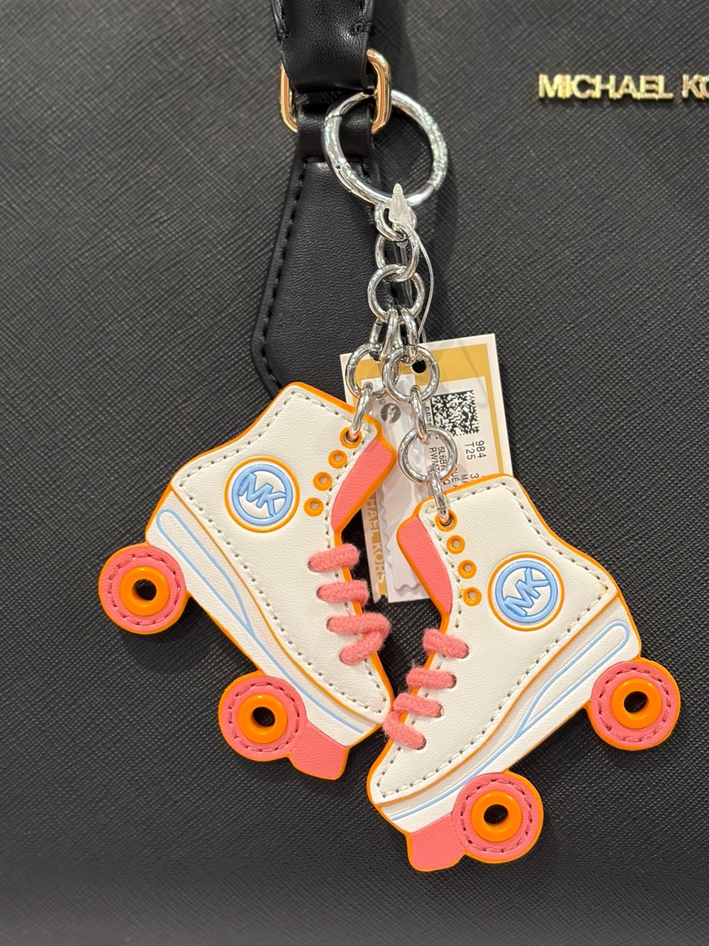 Michael Kors Roller Skate Keychain  Bag Charm White & Pink